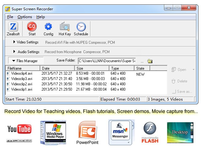 Screen Video Recorder - Super Screen Recorder is a video screen capture software for recording screen into standard avi video files.